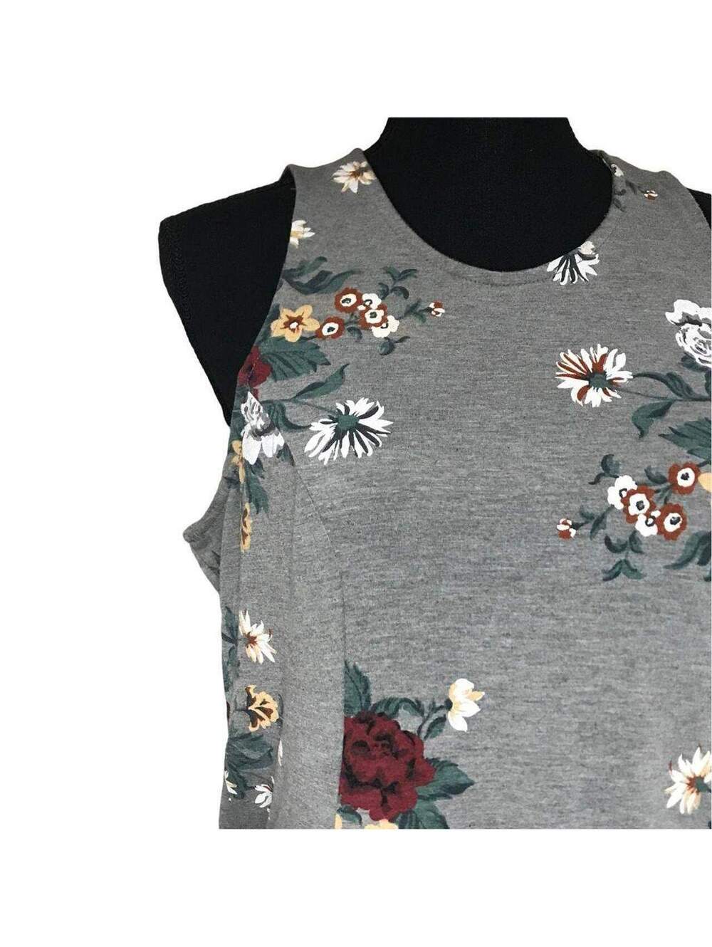 Torrid Gray Floral Hanky Hem Keyhole Dress - Picture 2 of 7